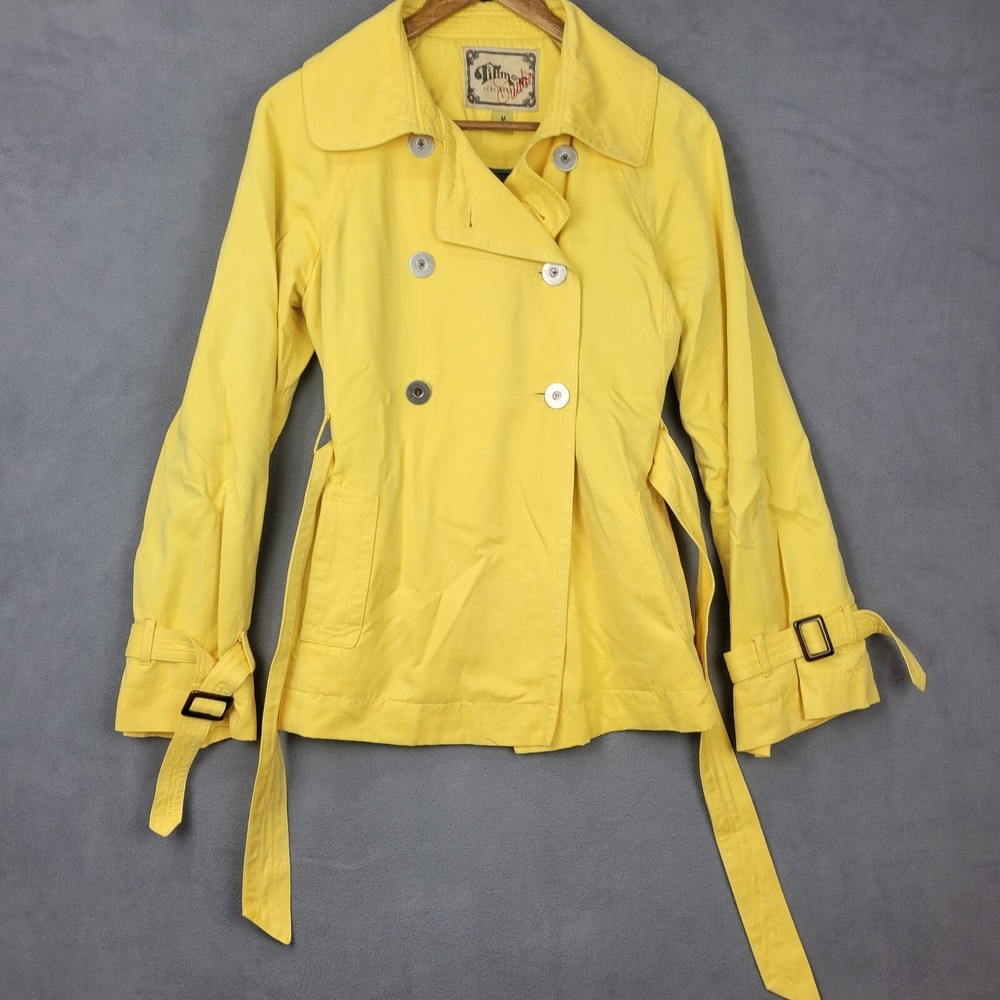 Tifmo Coat Women's Medium Yellow Cotton Lined Belted Double Bracelet Classic Y2K